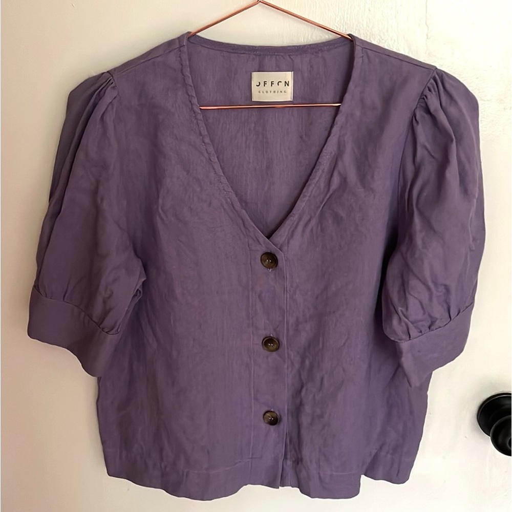 Handmade 100% Linen Button Down Short Sleeve S!